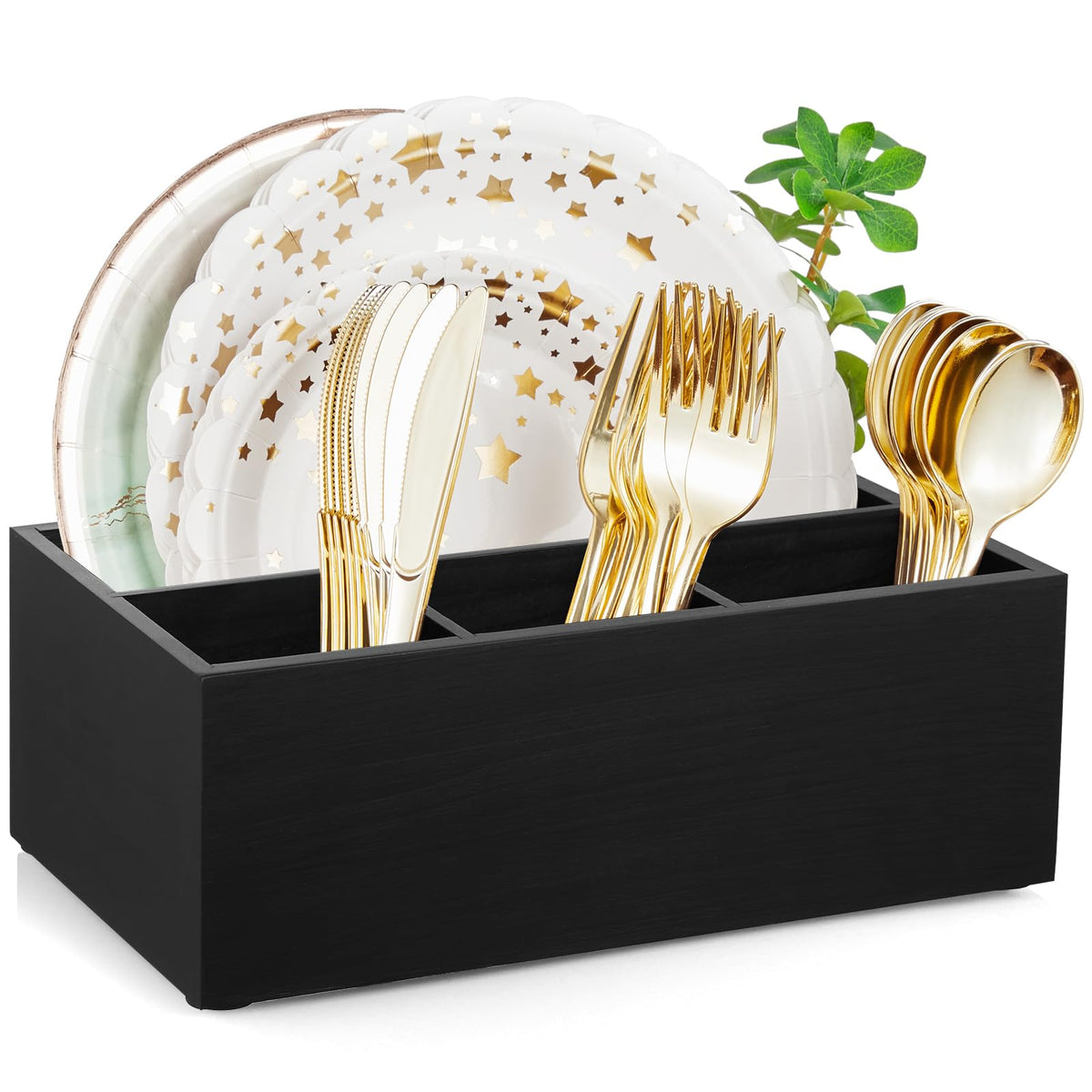 DRASTAR paper plate dispenser keeps party plates within reach for easy serving.