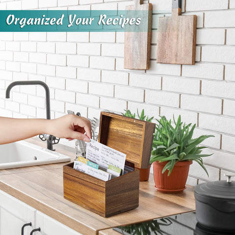 DRASTAR Acacia wooden box displayed on a kitchen counter as stylish storage