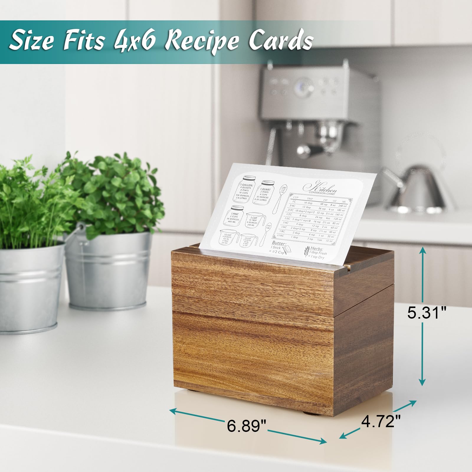 Lid groove of DRASTAR recipe box holding current card for easy prep