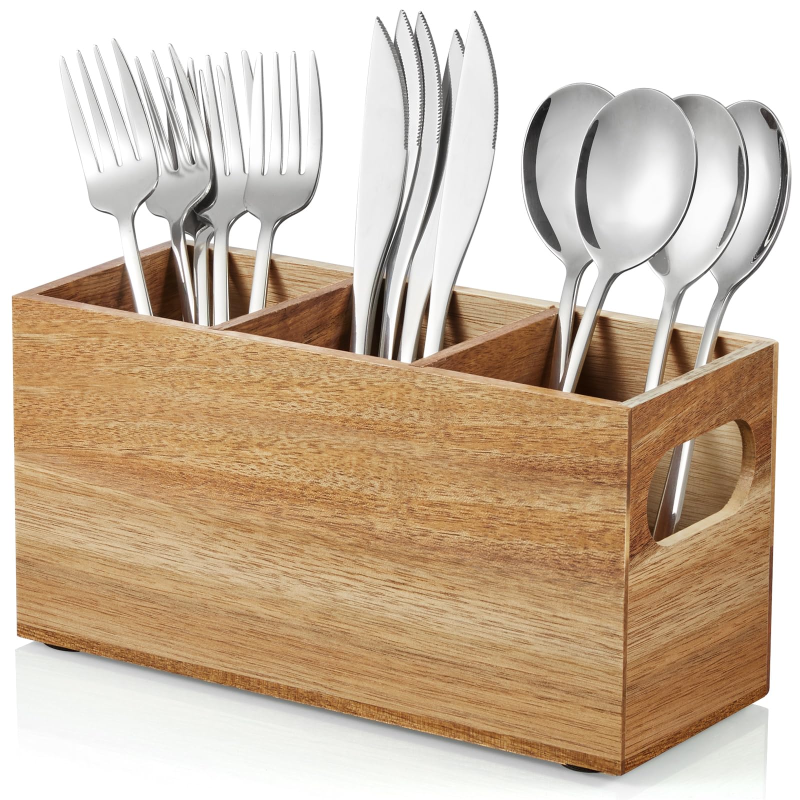DRASTAR silverware holder with removable dividers keeps utensils organized on the counter