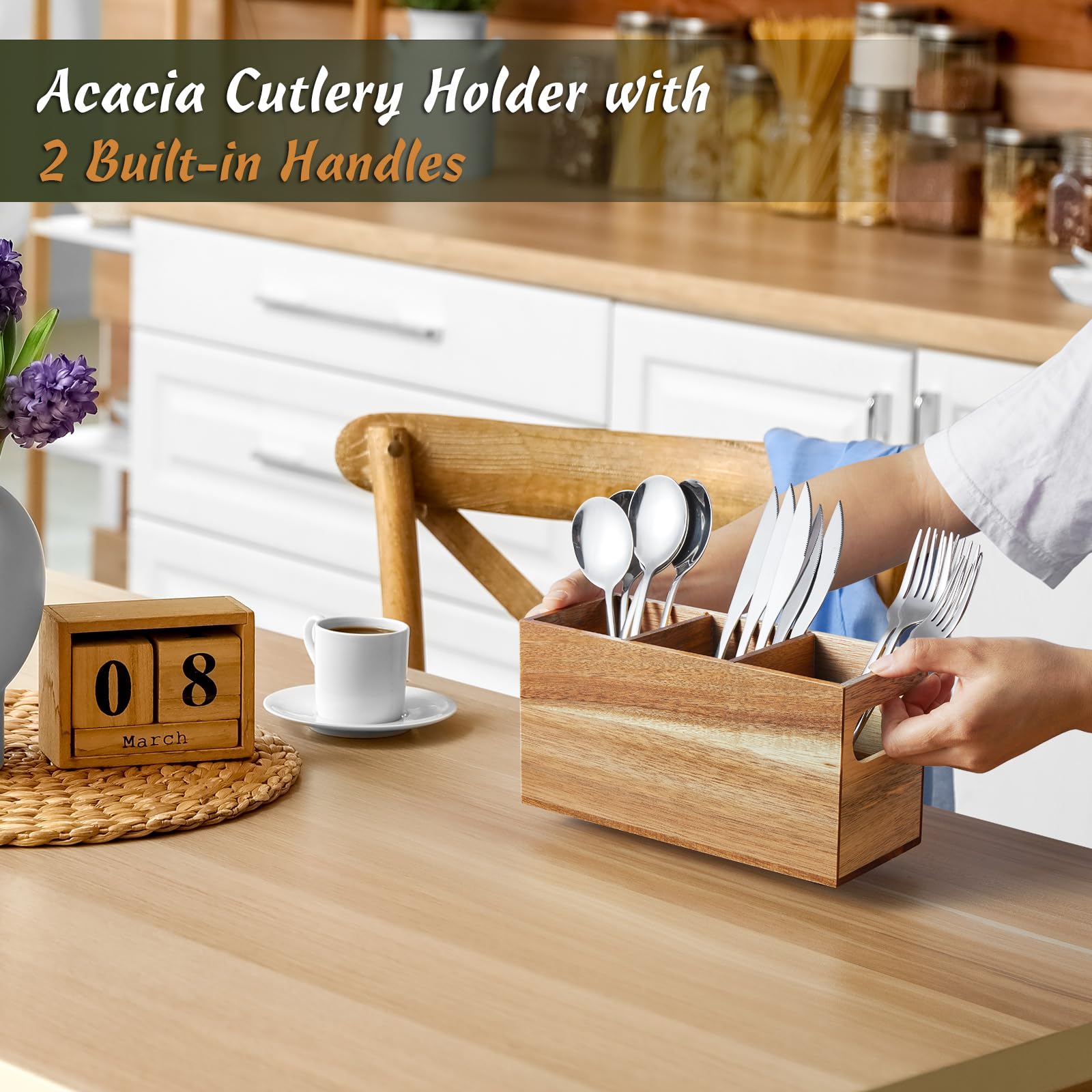 DRASTAR two-handle silverware holder for easy transport during gatherings