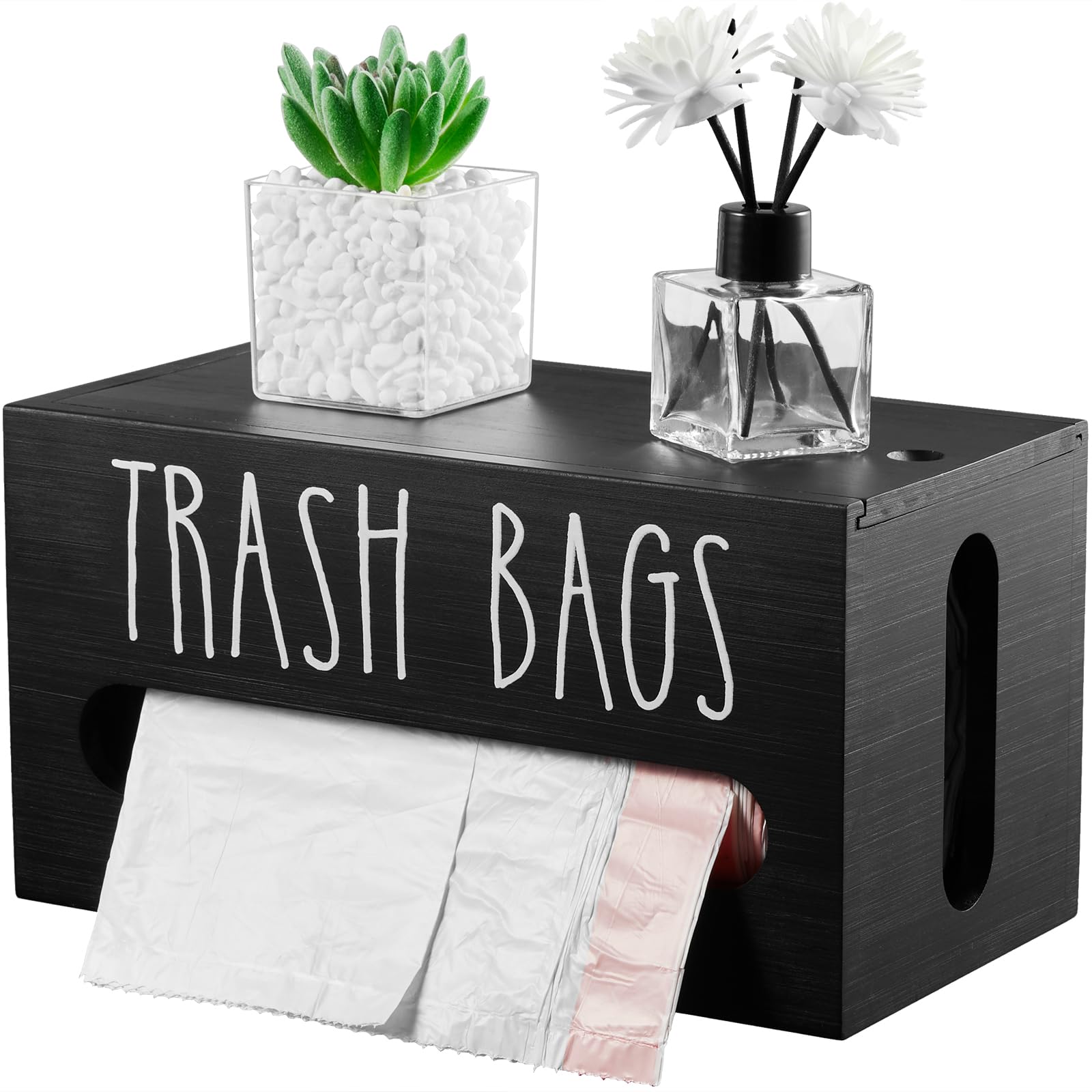 DRASTAR wall-mounted trash bag dispenser keeps 4-8 gallon bags accessible and neat.