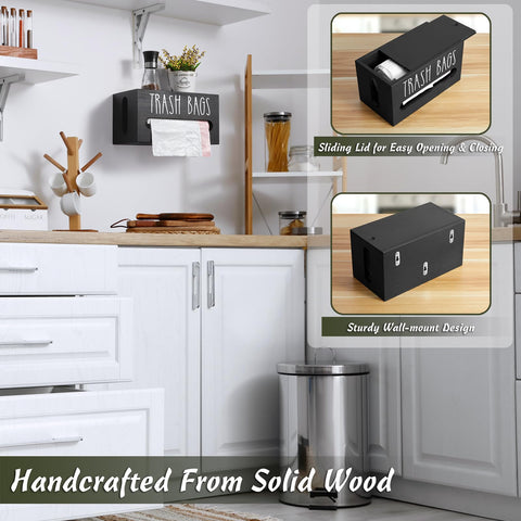 DRASTAR trash bag organizer on the countertop saves space.
