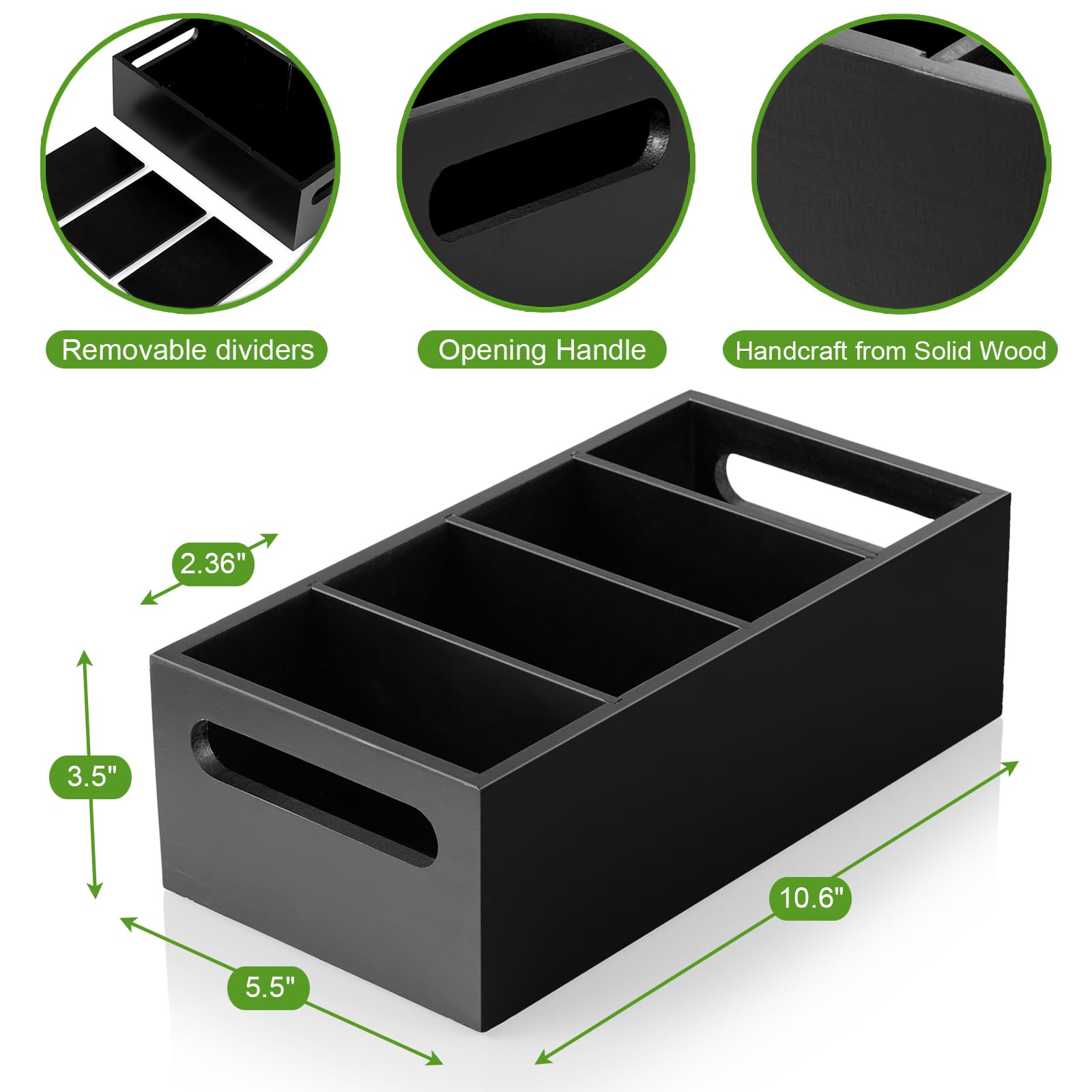 DRASTAR wooden storage caddy in black keeps counters tidy