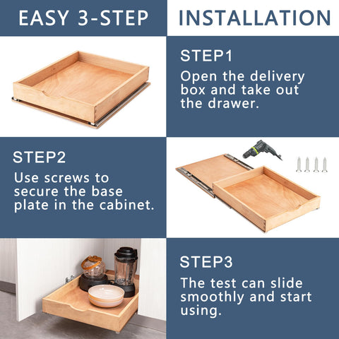 Draworia cabinet rail with simple one-step installation process.