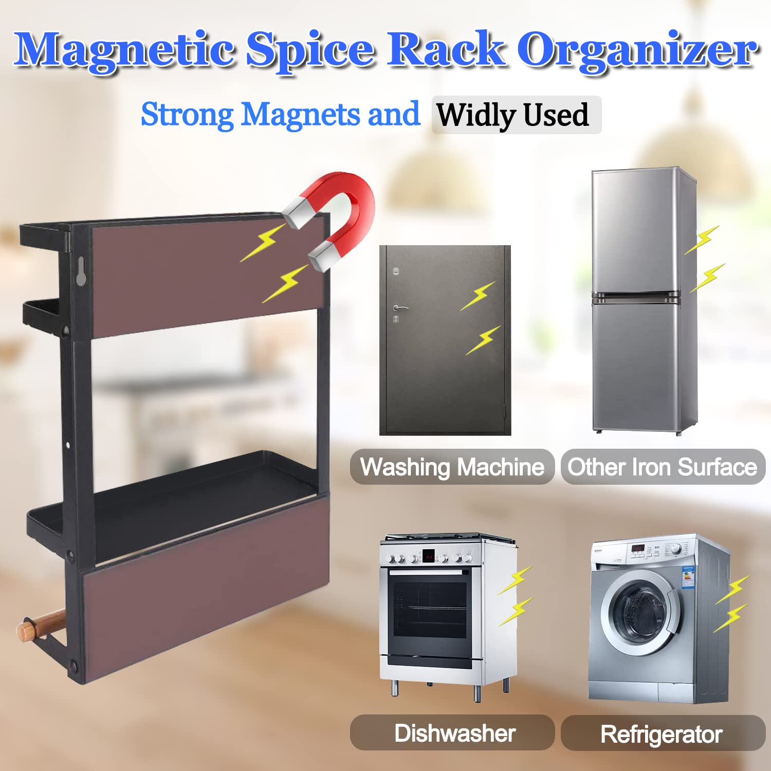 Dr.BeTree fridge organizer mounted on wall for stable magnetic storage.
