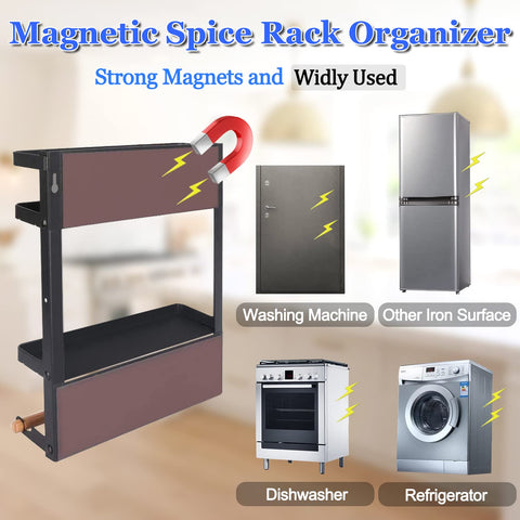 Dr.BeTree fridge organizer mounted on wall for stable magnetic storage.
