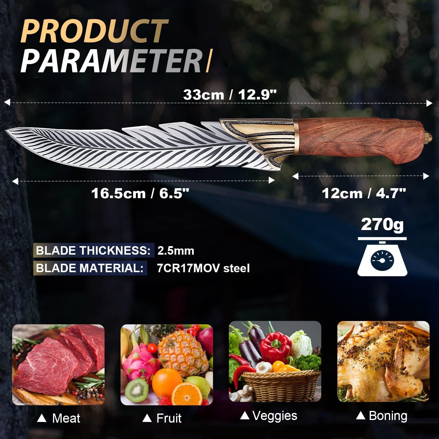 Dream Reach Feather Knife ready for outdoor camping and BBQ prep