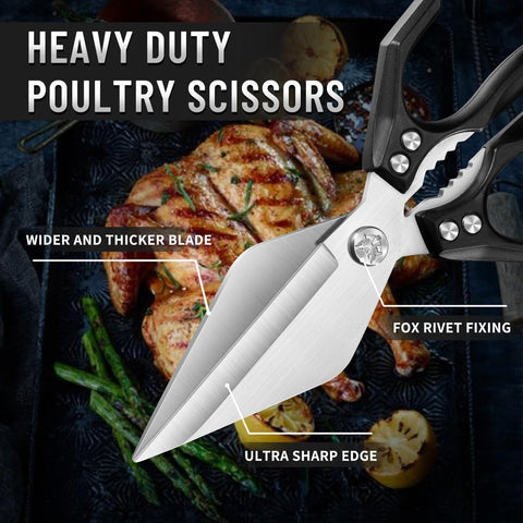 Dream Reach heavy-duty meat scissors cutting through bone with ease