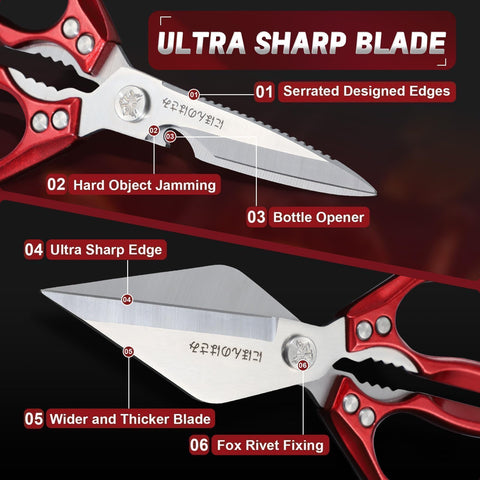 Dream Reach kitchen scissors highlight ergonomic aluminum handles for comfortable, extended use.