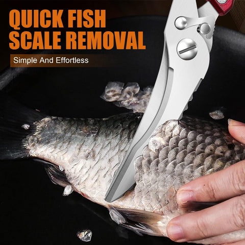 Dream Reach red shears slicing poultry smoothly with minimal effort.
