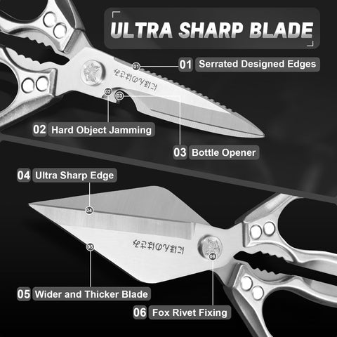 Dream Reach poultry shears with ergonomic aluminum handles reduce hand fatigue.