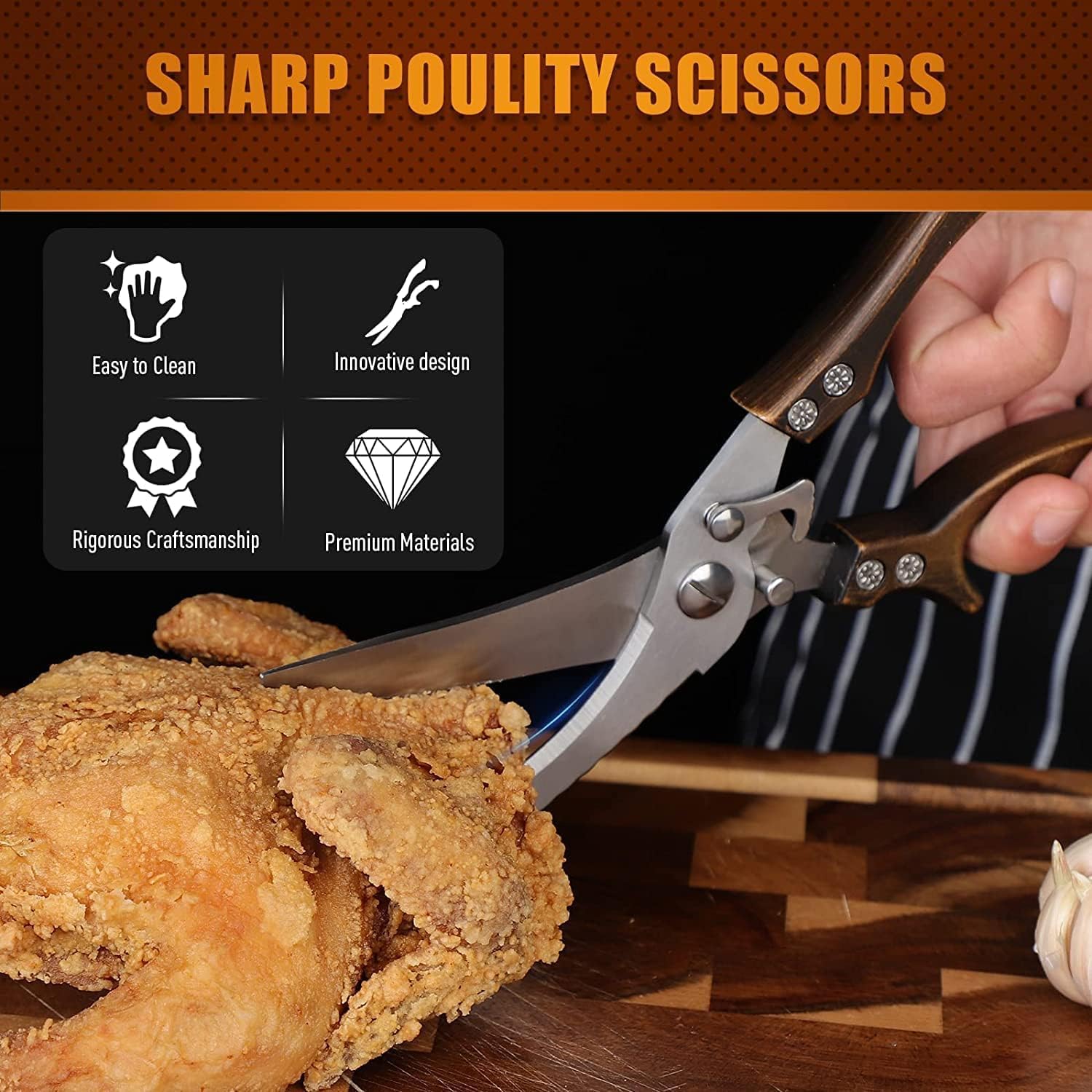 Dream Reach poultry shears with rust-resistant stainless steel design.