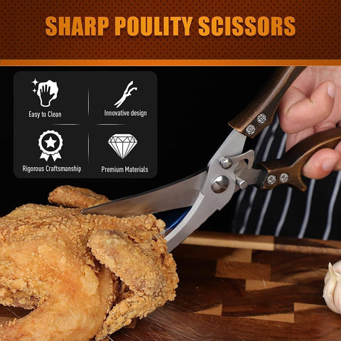 Dream Reach poultry shears with rust-resistant stainless steel design.
