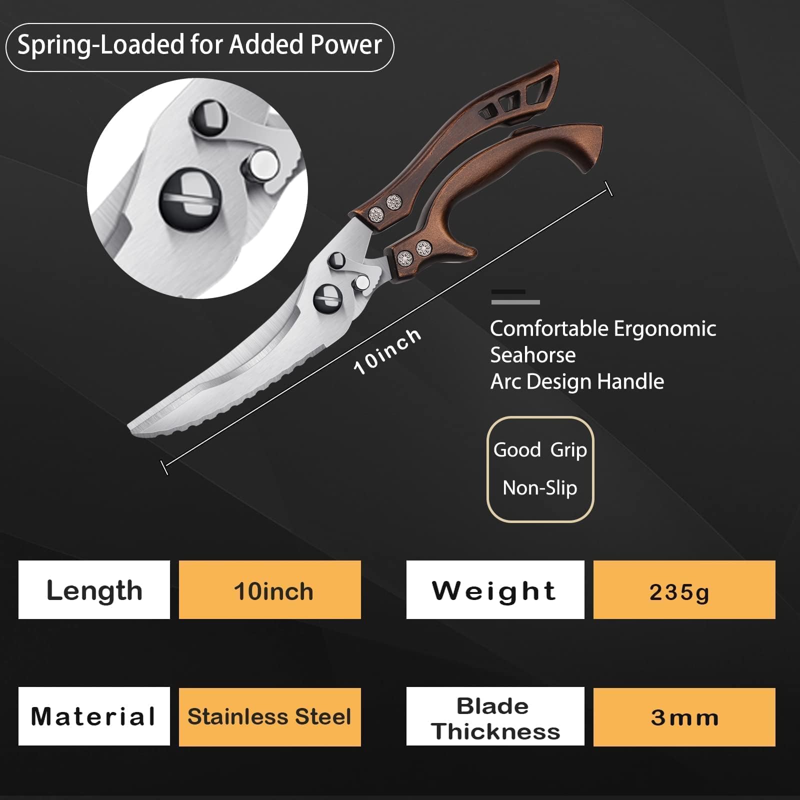 Dream Reach poultry shears reinforced rivets for lasting stability.