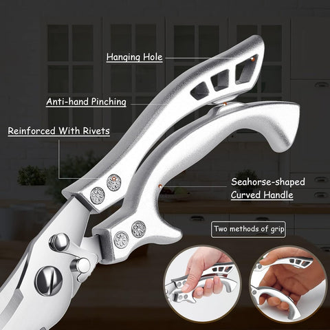 Dream Reach poultry shears with safety lock for secure cutting in the kitchen.