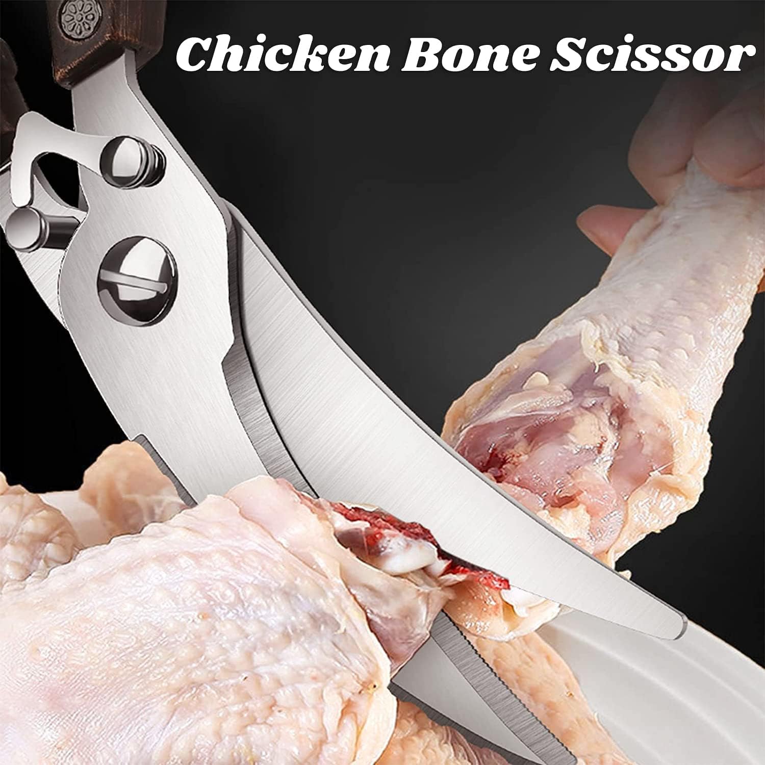 Dream Reach poultry shears showing serrated-edge blade for grip on scales.