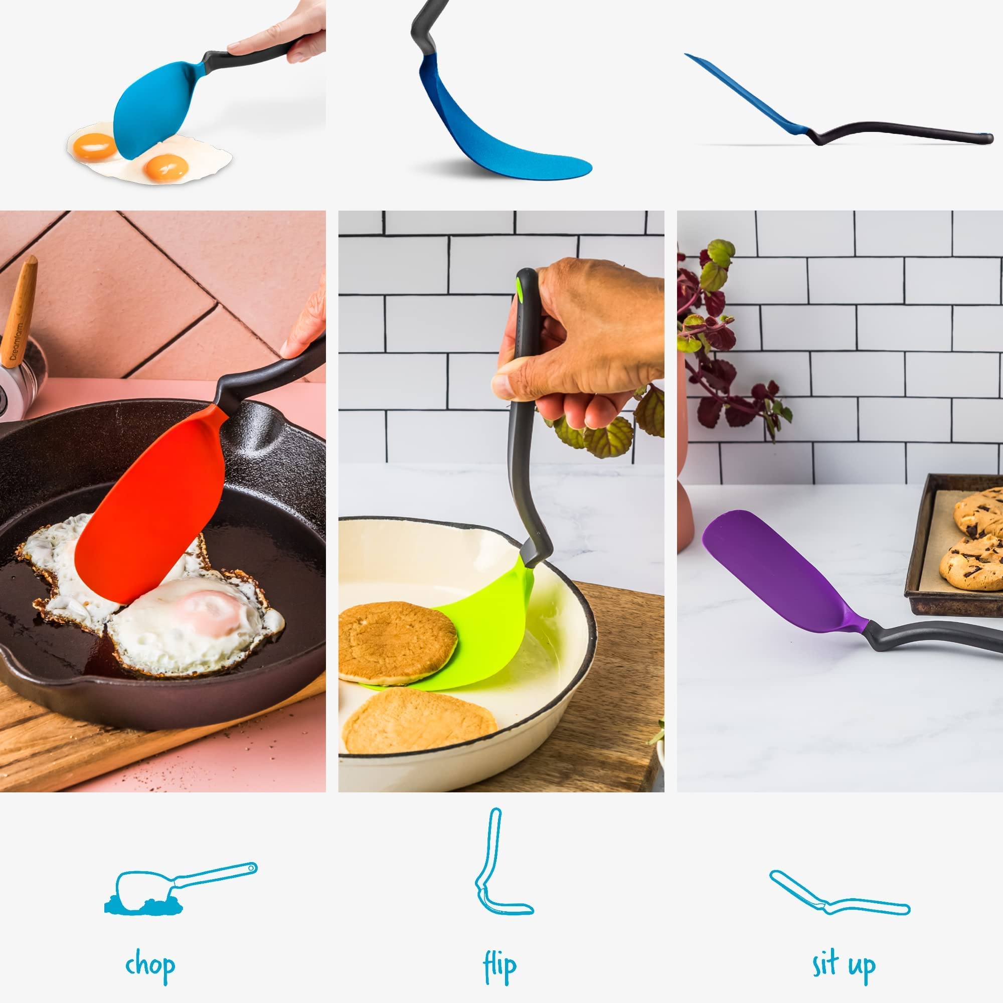 Dreamfarm Chopula angled head reach blue corners while keeping hands away from heat