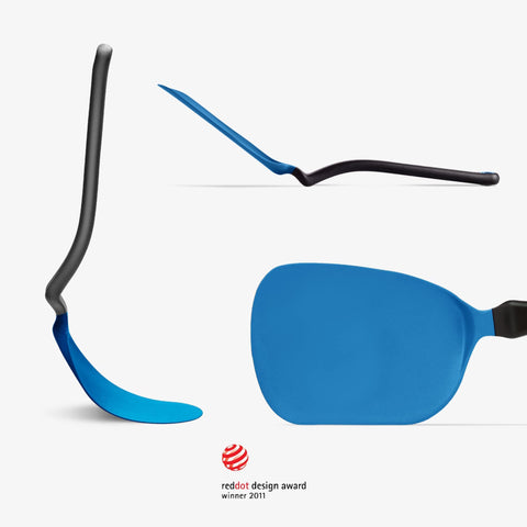 Dreamfarm Chopula non-stick-safe blue head protects cookware surfaces