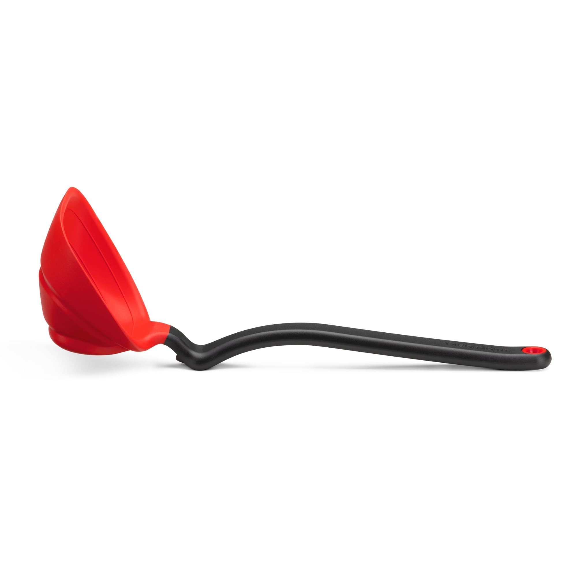 Dreamfarm Fladle fold-flat head demonstrates space-saving storage in red.
