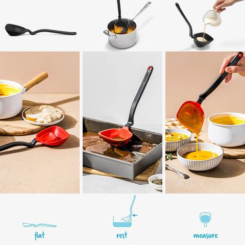 Dreamfarm Fladle quarter-cup markings aid precise measurement.