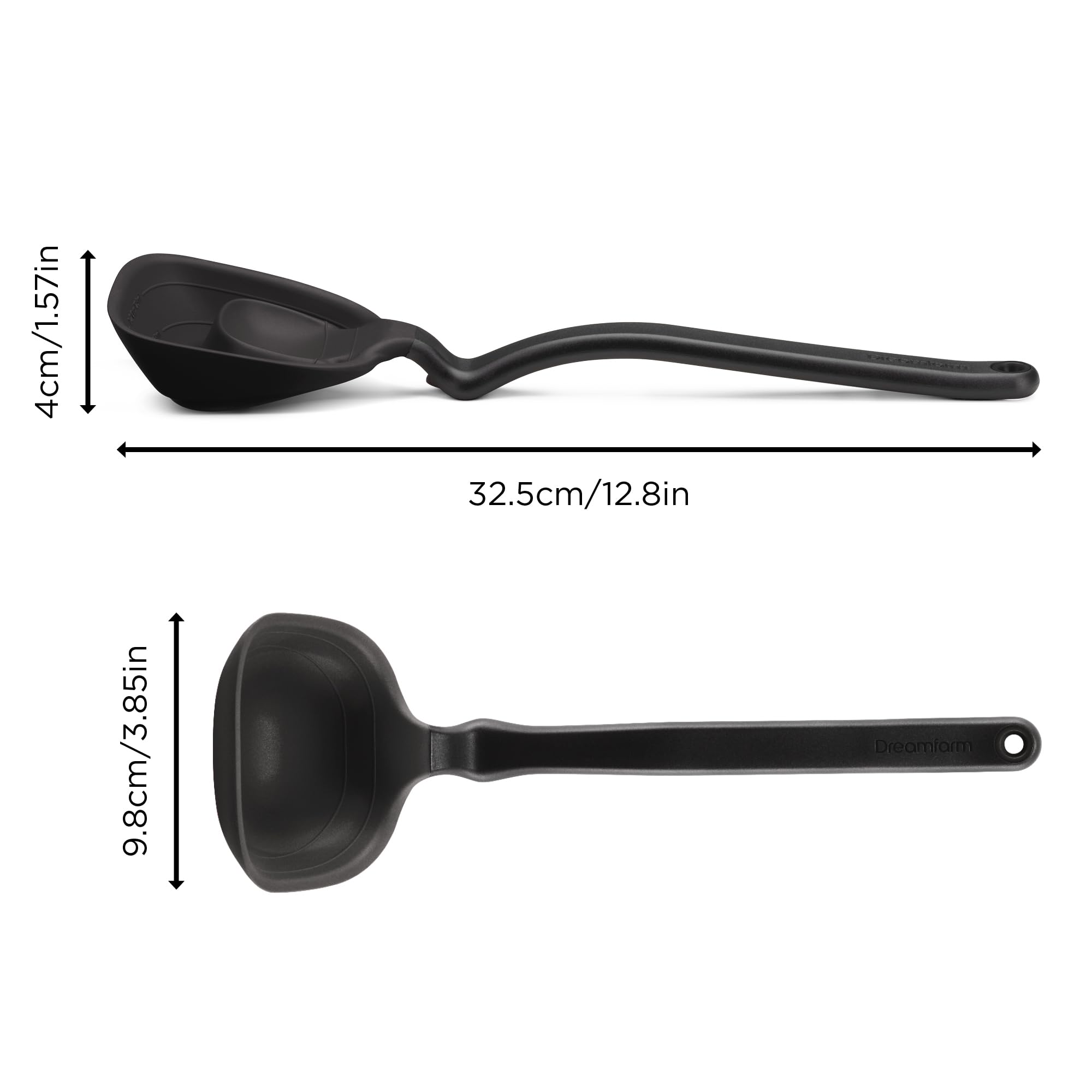 Dreamfarm Fladle silicone scraping tip helps squeeze every drop from pots.