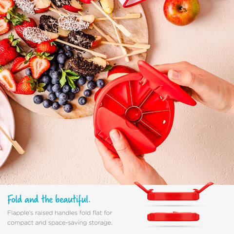 Dreamfarm Flapple auto-align base ensures consistent slicing without a board.