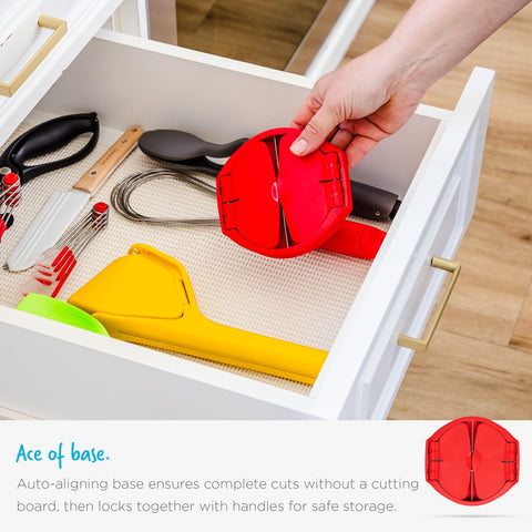 Dreamfarm Flapple red design adds vibrant kitchen appeal.