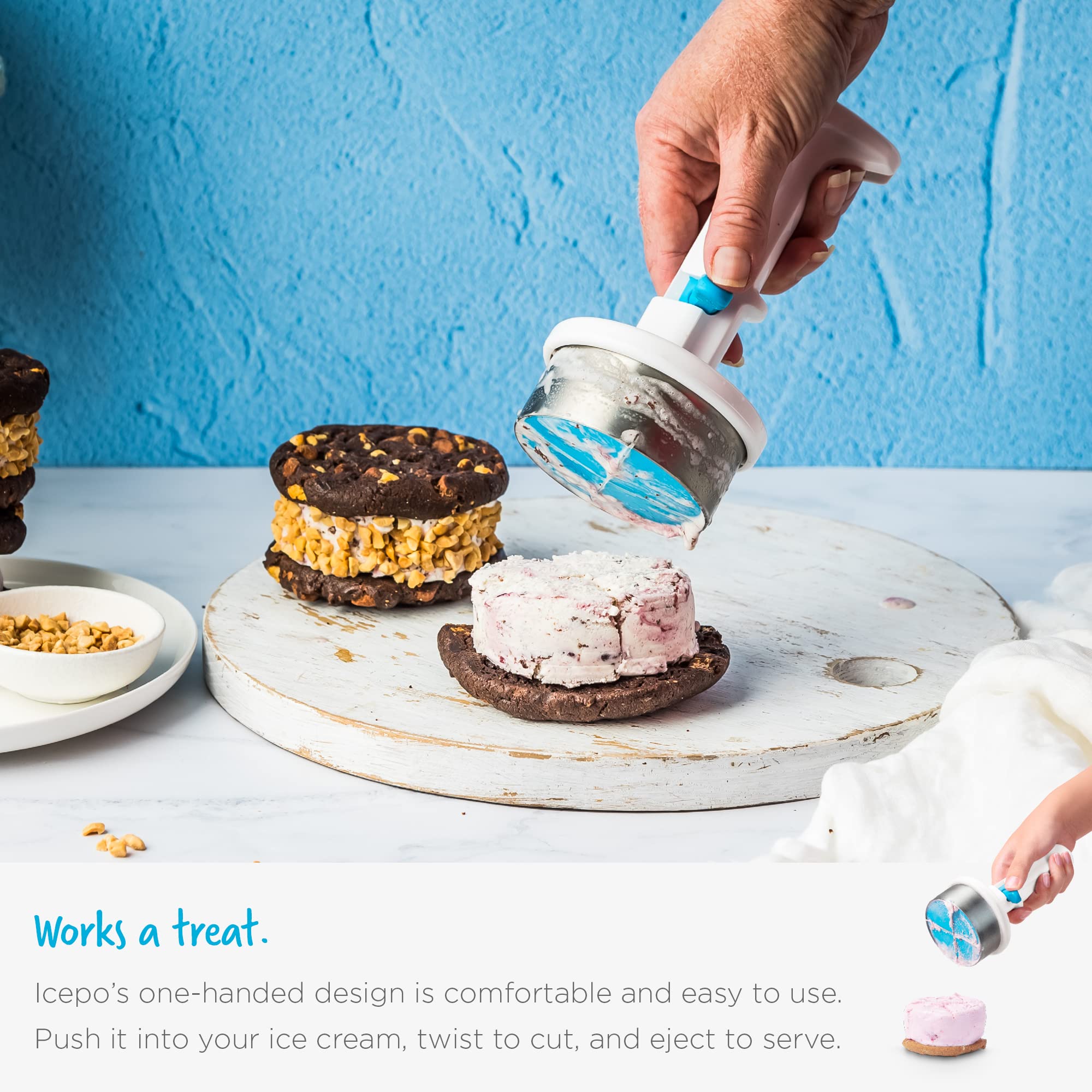 Dreamfarm Icepo easy-clean surfaces simplify cleanup after dessert.