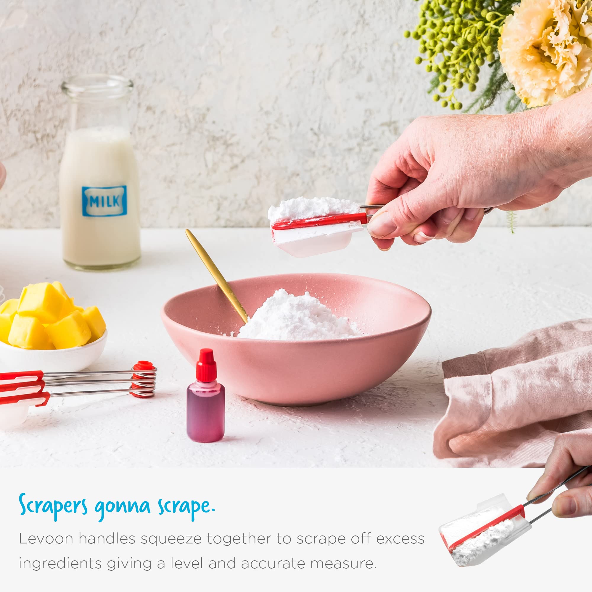 Dreamfarm Levoons teaspoon-tablespoon-ml markings aid versatile recipes.