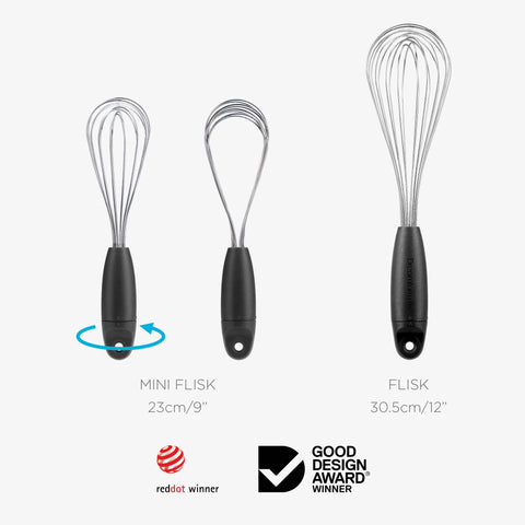 Dreamfarm Mini Flisk ergonomic handle provides comfortable grip during long cooking sessions.