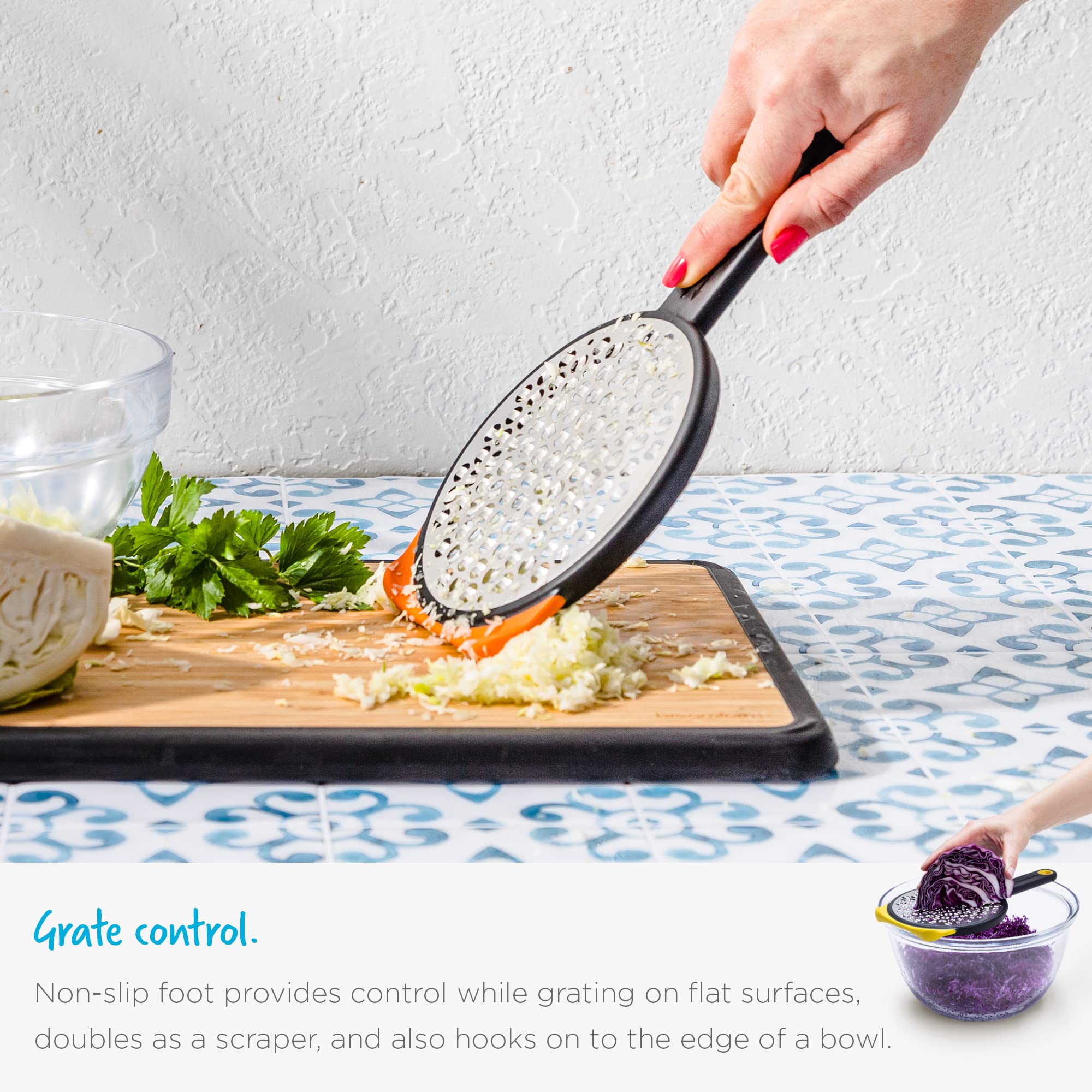 Dreamfarm Ograte compact orange design fits small kitchen spaces.