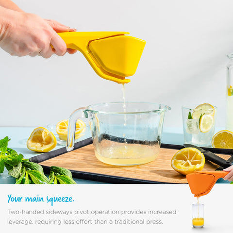 Dreamfarm Fluicer features a two-handed sideways pivot for leverage.