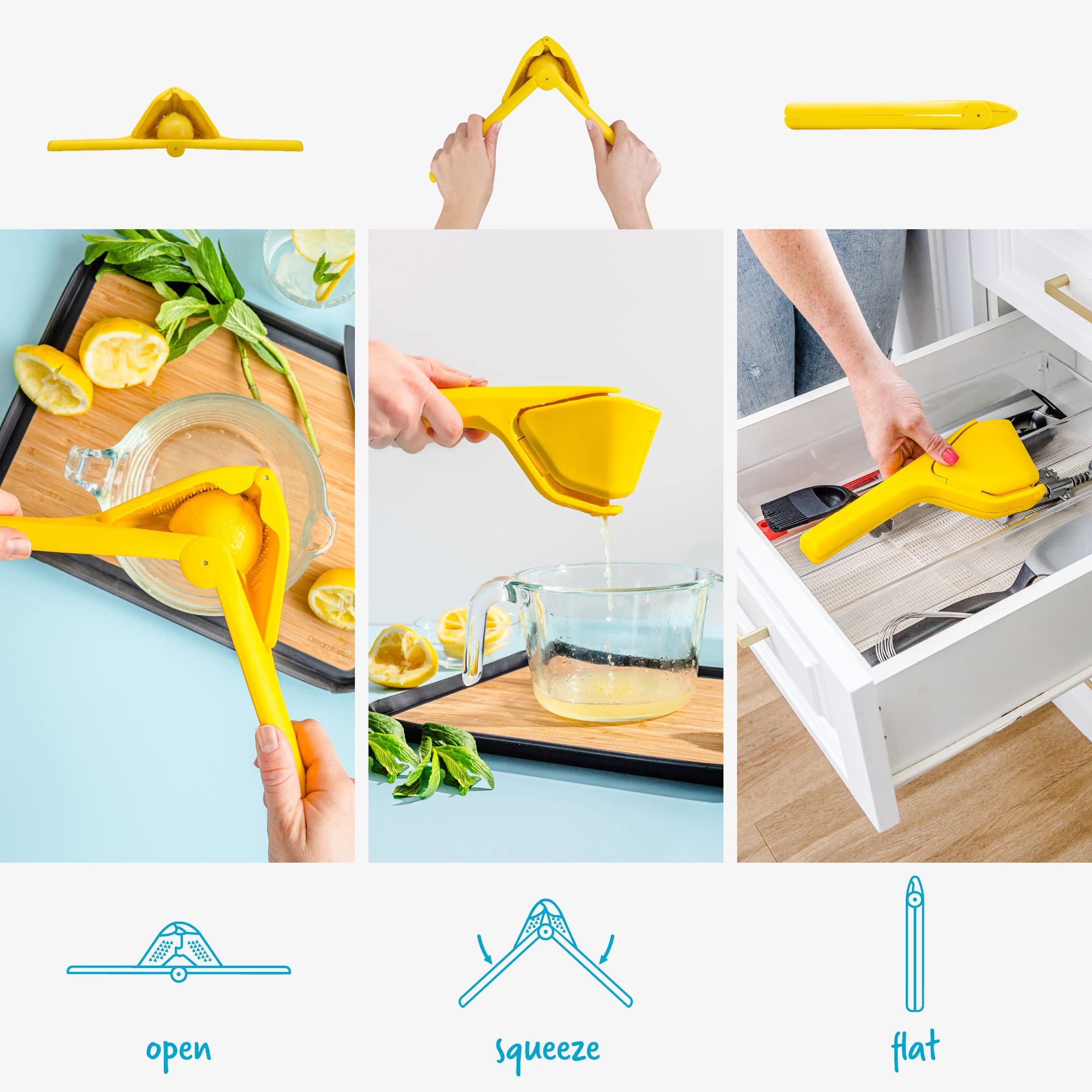 Dreamfarm Fluicer made with virgin materials for durable citrus juicing.