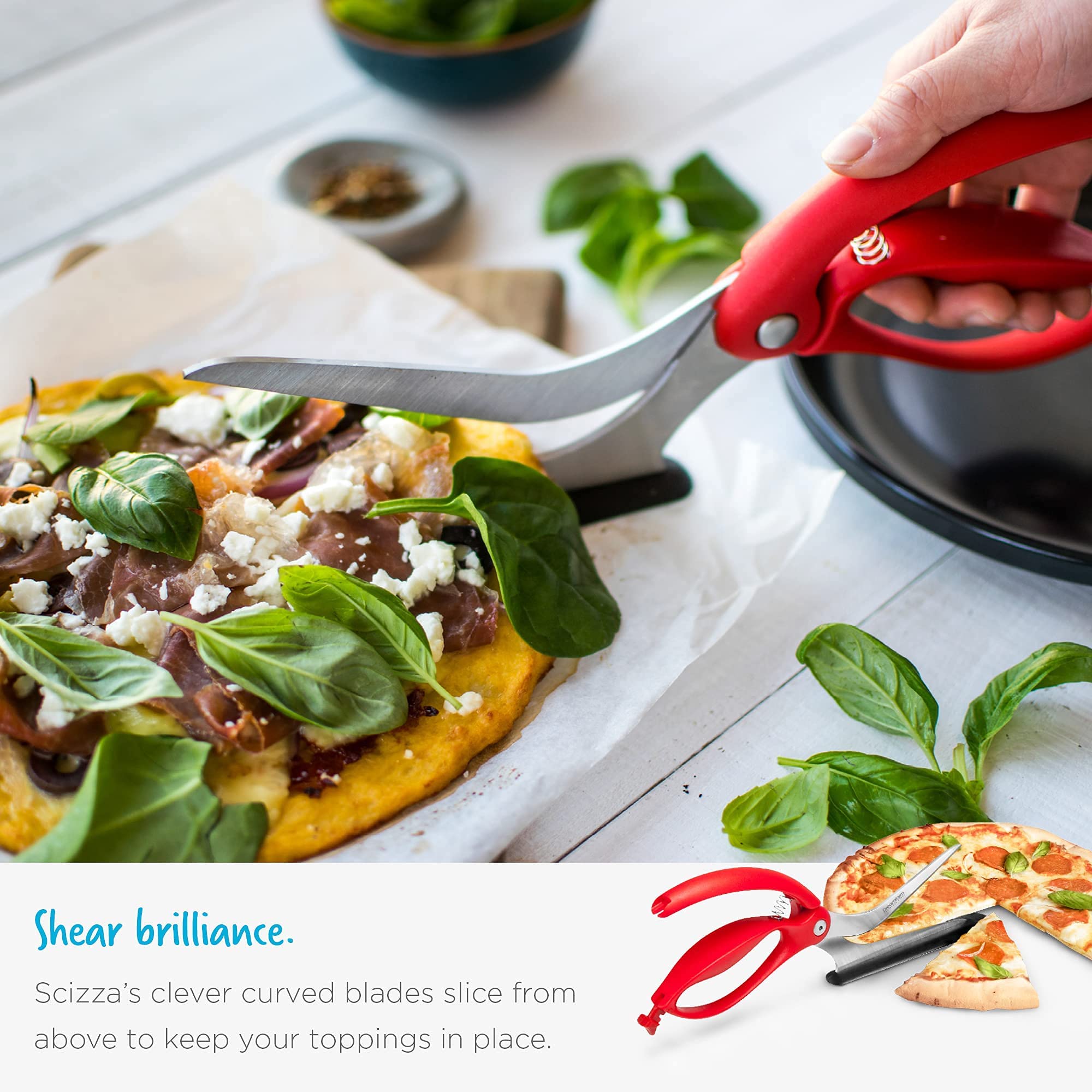 Dreamfarm Scizza 15 cm blades slice crusts cleanly