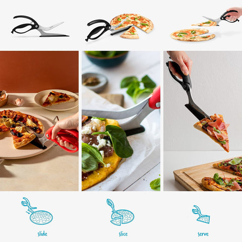 Dreamfarm Scizza spatula shoe slides under pizza for pan protection
