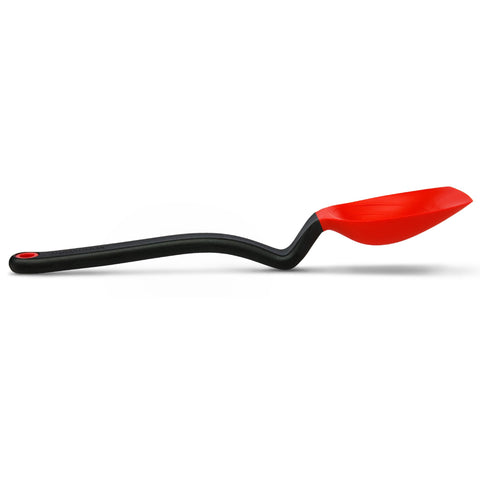 Dreamfarm Supoon head-up sit-up handle keeps the head off the bench for cleaner prep.