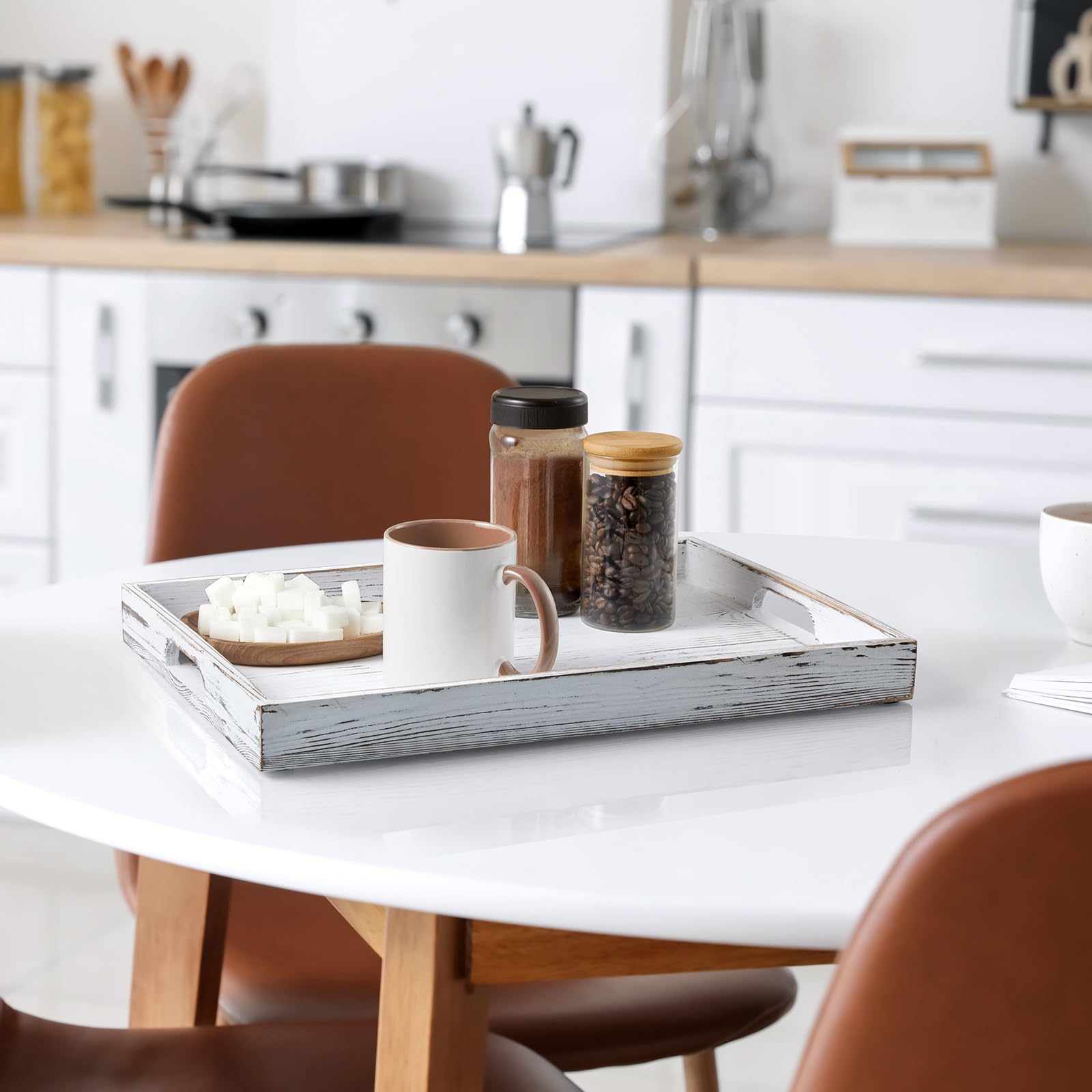 DreamKey tray with felt pads protects furniture while hosting meals.