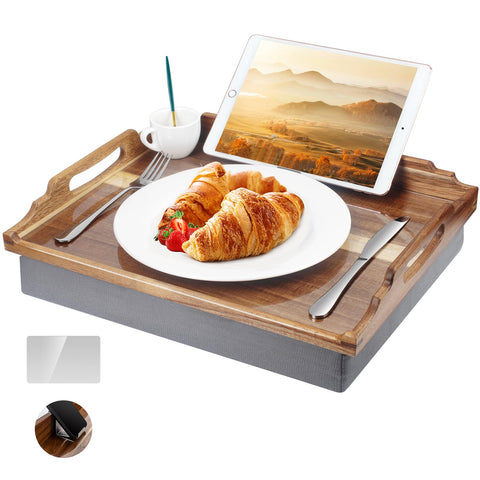 DRELIFAM acacia wood bed tray shows sturdy surface for meals in bed
