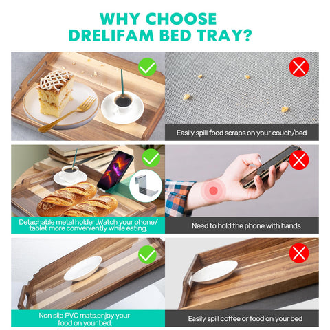 DRELIFAM bed tray with built-in handles for easy carrying