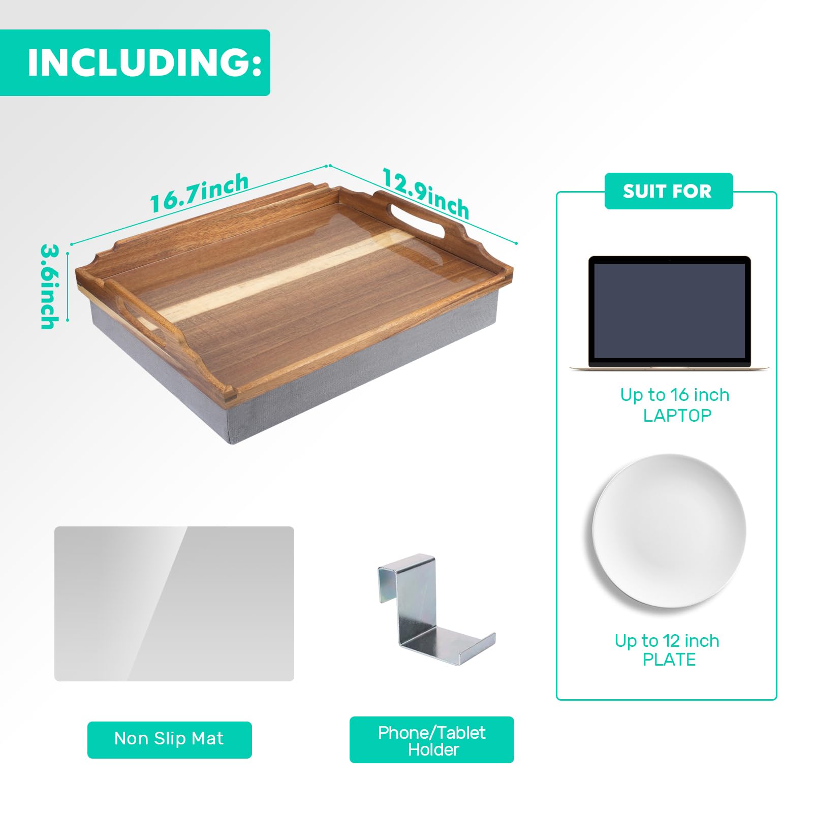 DRELIFAM non-slip mat on the tray prevents spills