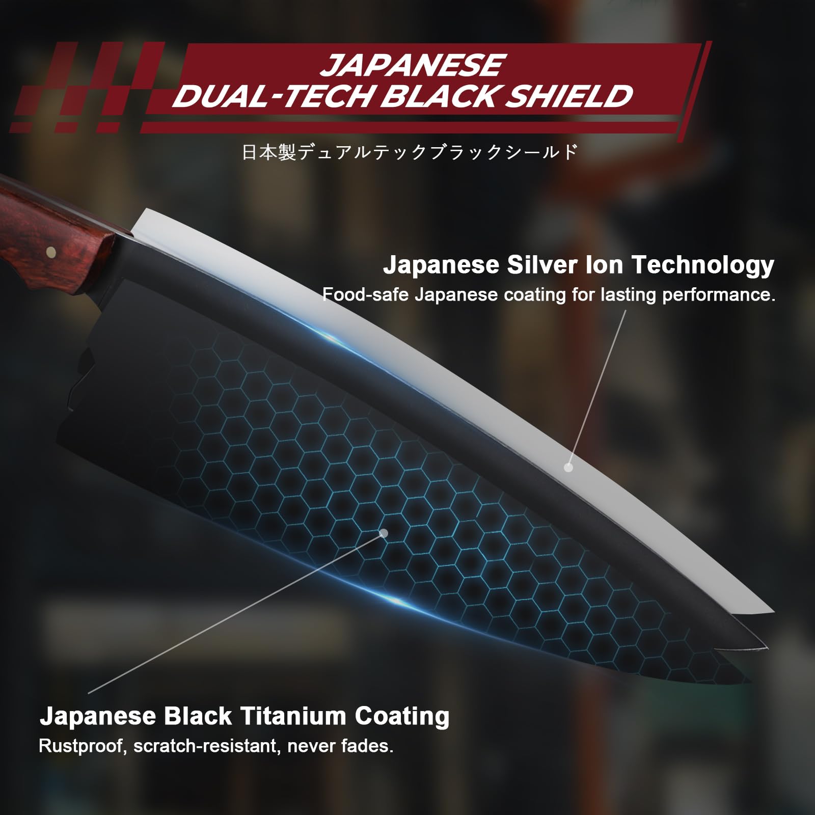 DRGSKL meat cleaver knife 3pc robust for chopping proteins.
