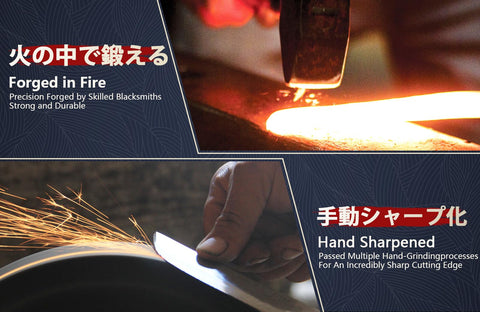DRGSKL hammered blade texture reduces sticking for smooth slicing.
