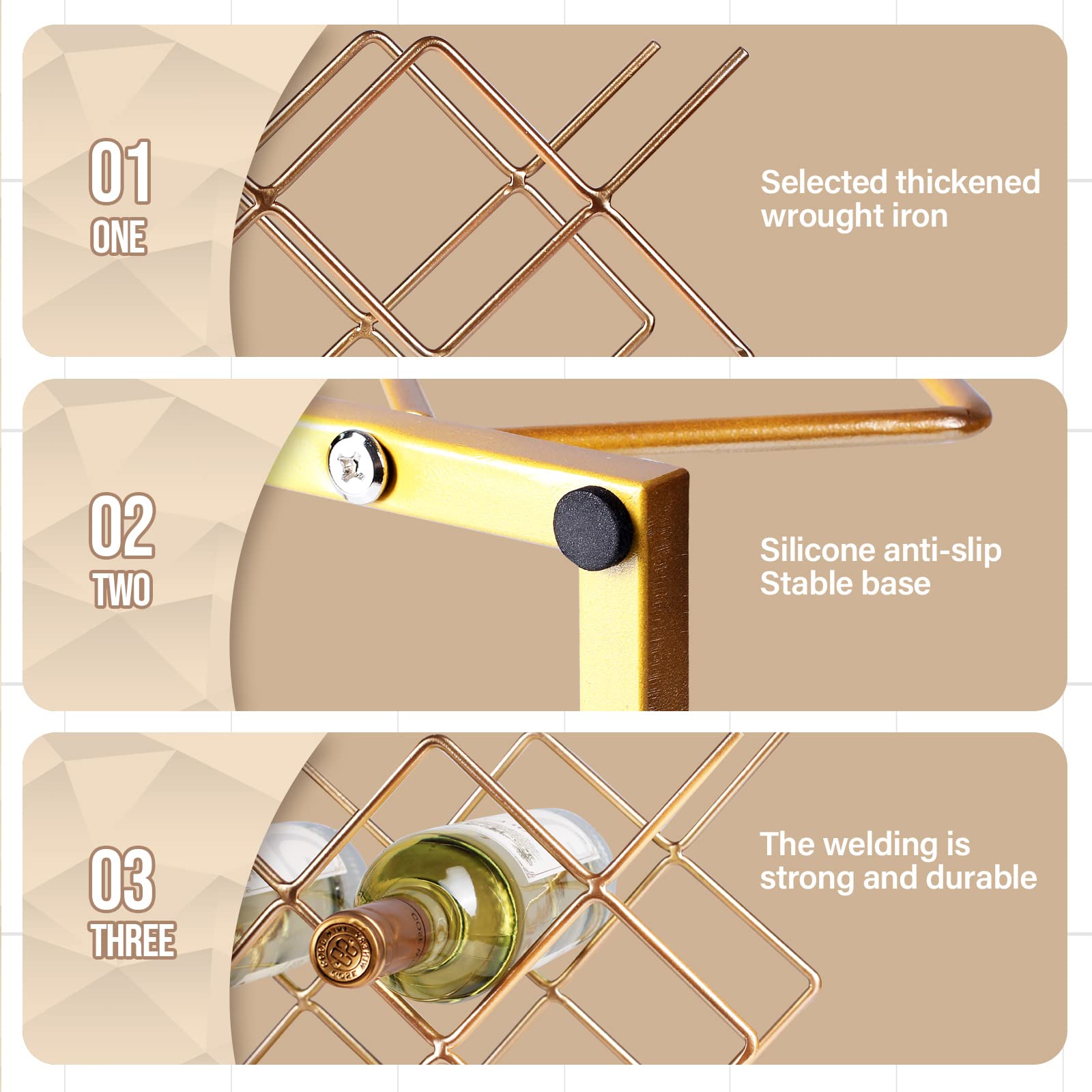 Drincarier durable iron-frame construction delivers wobble-free display.