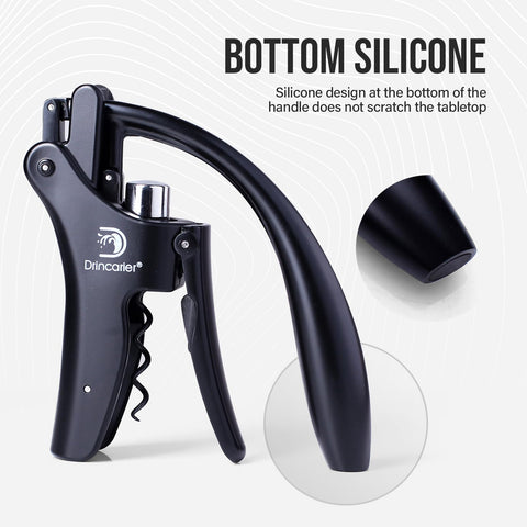 Drincarier extra-long-handle design reduces effort during cork extraction