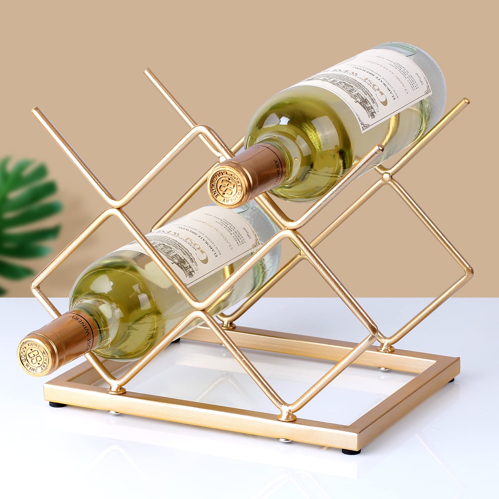 Drincarier gift-ready gold wine rack enhances any wine lover’s decor.