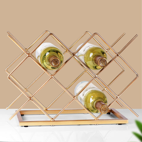 Drincarier gift-ready gold wine rack complements existing decor.