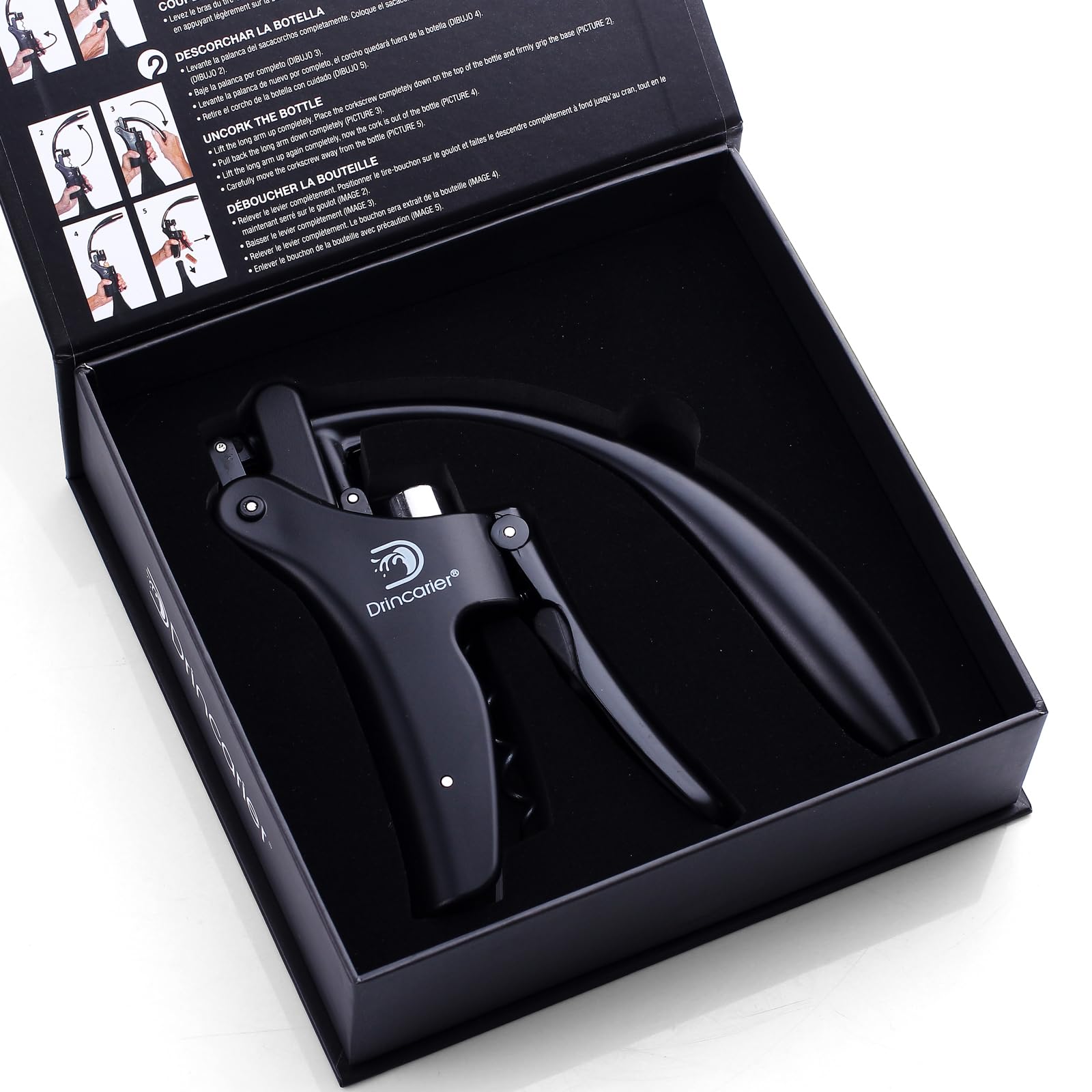 Drincarier matte-black finish adds stylish, comfortable handling