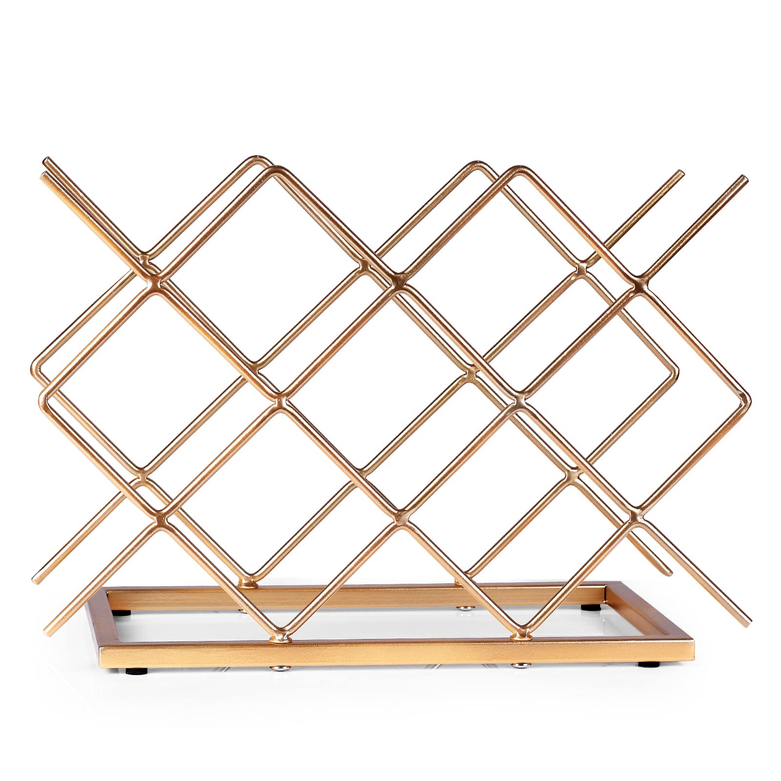 Drincarier modern geometric wine holder adds elegance to shelves or countertops.