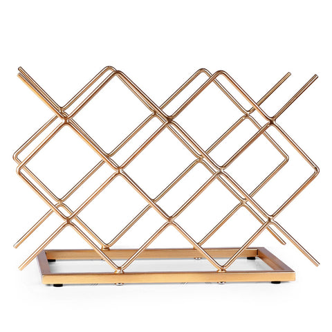 Drincarier modern geometric wine holder adds elegance to shelves or countertops.